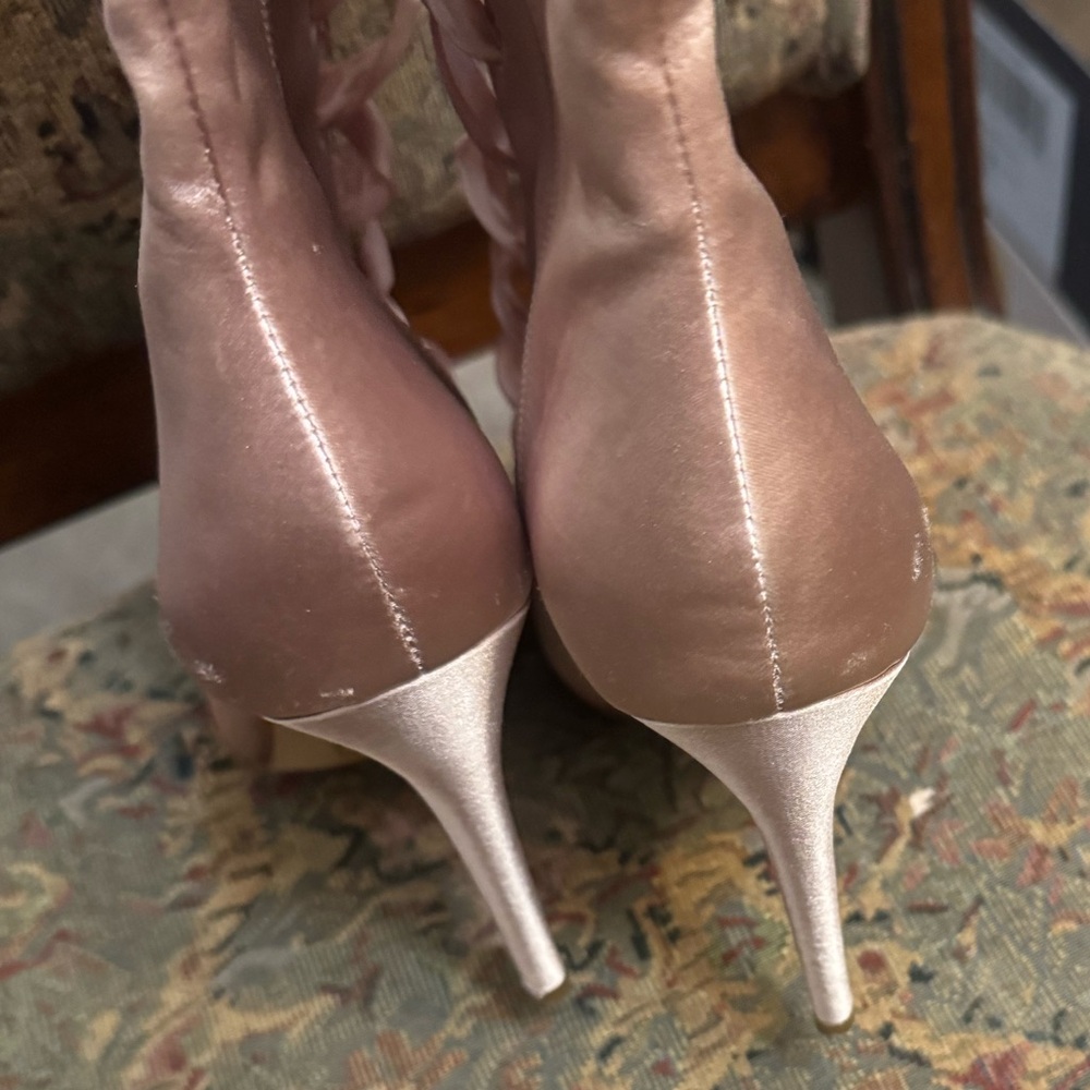 Elegant Pink Satin Lace-Up Knee-High Boots size 8 by Aldo - Picture 10 of 16
